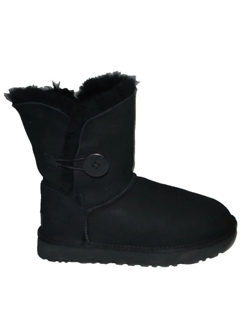 New! UGG Bailey Button II Genuine Sheepskin Boot Black Suede Size 6 1016226 DD32